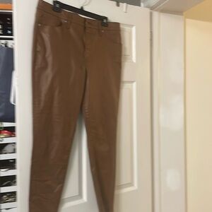 brown faux leather pants